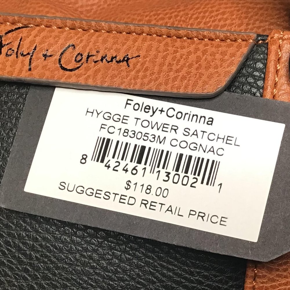 #042 NWT Foley + Corinna "Hygge Tower Satchel" Cognac Vegan Leather - Picture 3 of 11